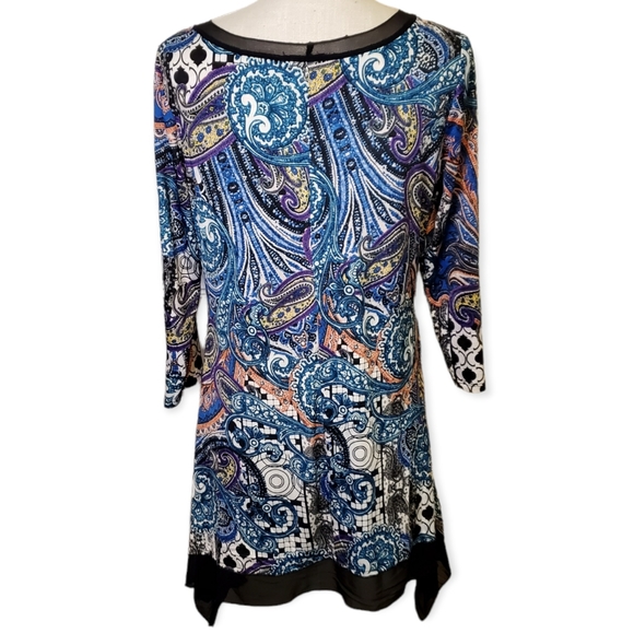 FROM THE HEART | Women's multi-color & pattern cascade-hem dress. Size medium. - Picture 2 of 6